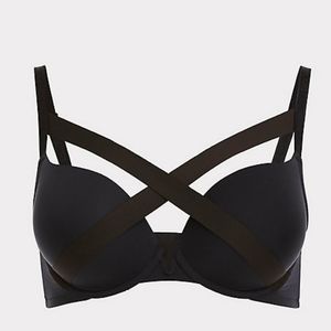 Torrid Tara Lynn Fishnet & Lace Push-Up Plunge Bra